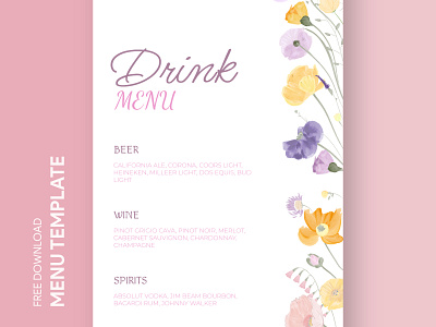 Bridal Shower Menu Free Google Docs Template bar bridal bride cafe docs document drink google luncheonette marriage menu print printing restaurant template templates wedding