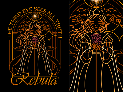 REBULA angel artdeco illustration labeldesigns lineart monoline queen rebula