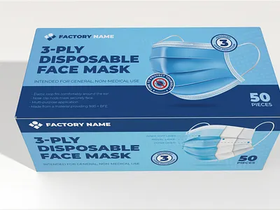 Face Mask Box Template for Packaging design face illustration mask medical pack packaging products