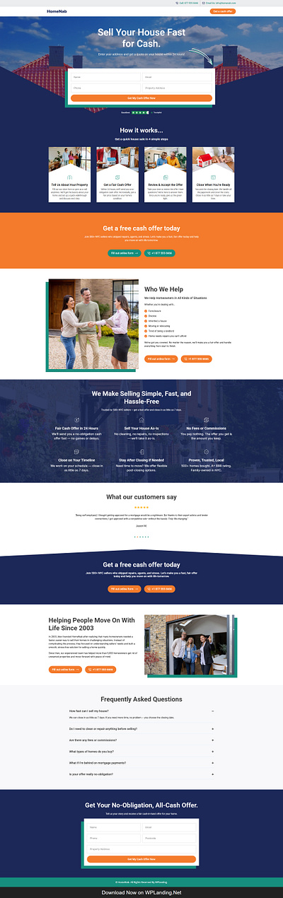 HomeNab – Cash Home Buyer Landing Page cash offer finance landing page home buyers home buying money landing page real estate landing page