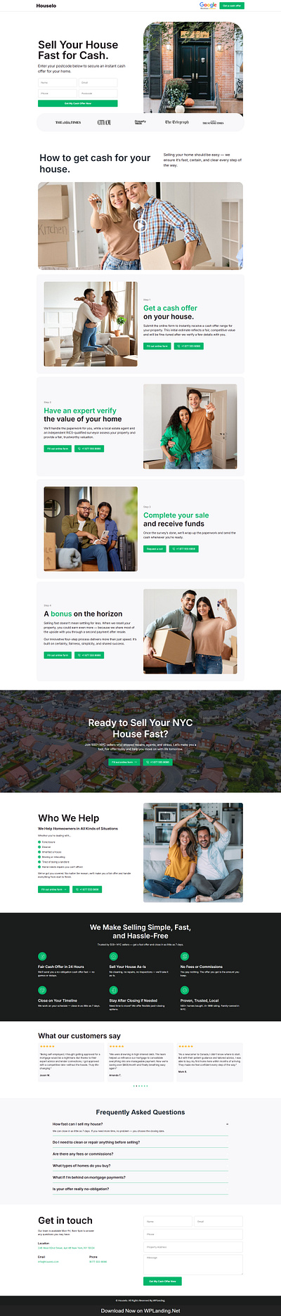 Houselo – Cash Home Buyer Landing Page cash offer finance landing page home buyers home buying money landing page real estate landing page
