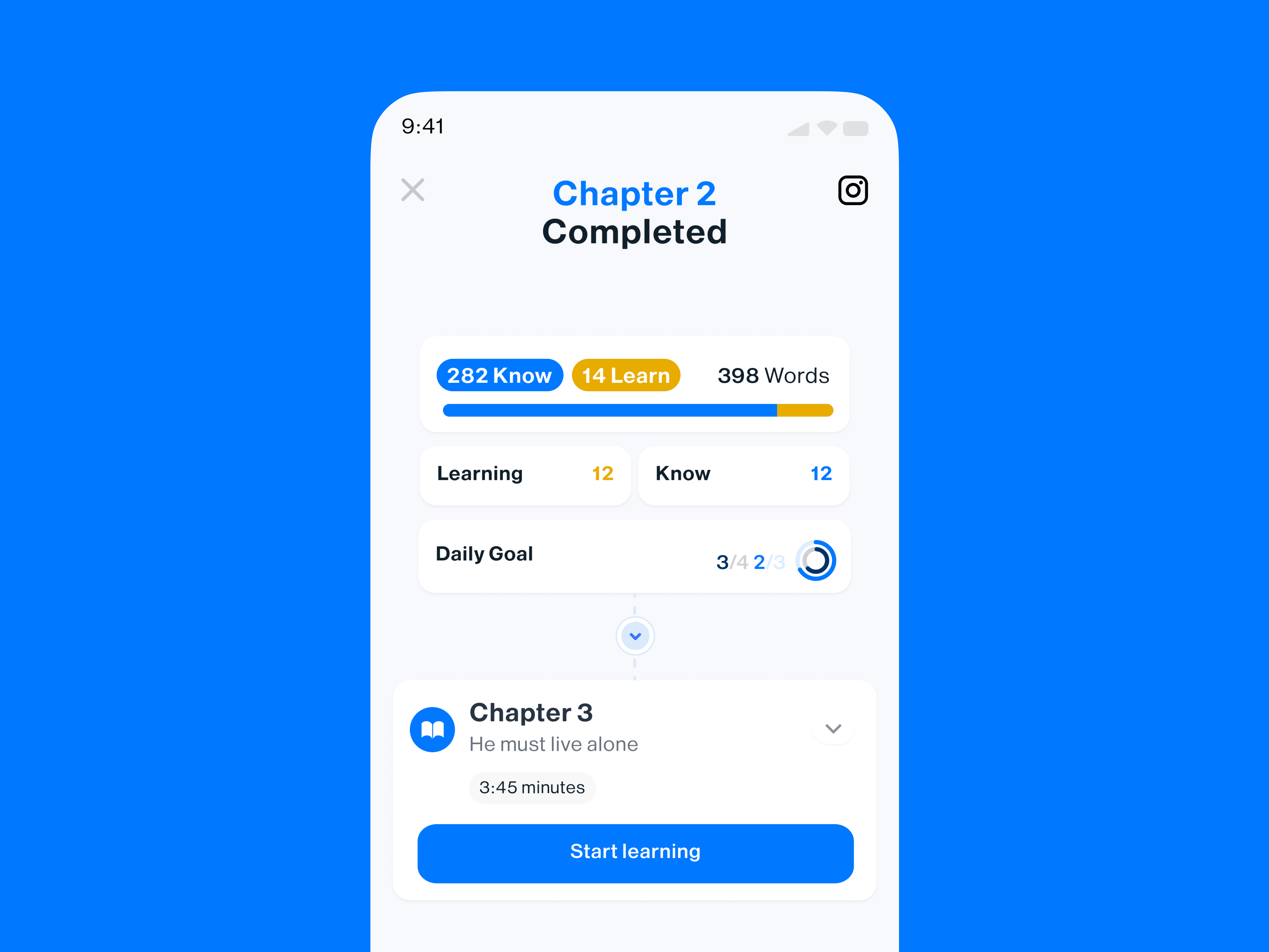 Completed Chapter - iOS App Design app chapter complete edtech english finish ios language learn uidesign uiux vocabulary