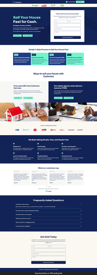 Cashoma – Cash Home Buyer Landing Page cash offer finance landing page home buyers home buying money landing page real estate landing page