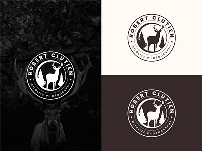 Robert Clutien_Wildlife Photography Signature Logo branding deer design flat forest graphic design icon letter lettering logo logo design photographer photography photography logo signature signature logo stam wildlife