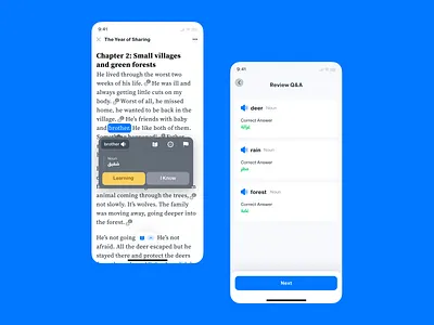 Learn vocabulary by reading stories - App app edtech english graphic design language learn practice reading translation uidesign vocabulary words