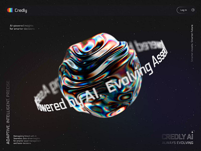 Credly | Fintech Landing Page | Hero 3d ai ai landing page ai loader ai sphere animation application branding crypto design finance financials fintech fintech website illustration minimal motion graphics organic web design web3