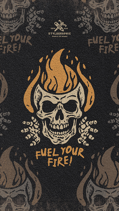 🔥 FUEL YOUR FIRE! 🔥 danilo de donno design illustration print apparel print design skull tshirt design typography vintage