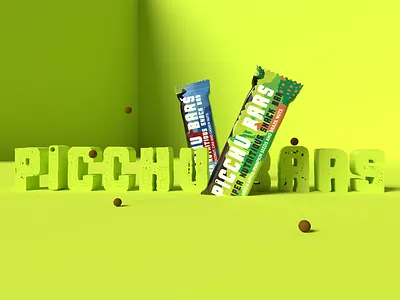 Picchu Bars Superfood Nutritious Snack Bar Packaging Design 3d bar blue bold branding chocolate design food graphic design green illustration la label logo orange packaging protein snack vector