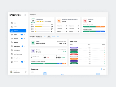 Dashboard Marketplace Merchant Portal admin blue clean clean design crm dashoboard ecommerce interface management shop statstic ui ux