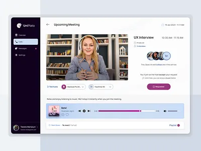 Online Meeting Platform call concept conferance meeting music music player online platform ui user interface ux visual website