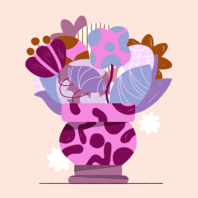 Blooming art botanic design florist flower flower pot graphic design happy illustration joy minimalistic art nature palette pattern pink purple simpleillustration white