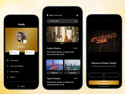 On-Demand Studio Booking App Design appdesign audioproductionapp dribbbleshots minimalui mobileappdesign musicstudioapp musictechapp ondemandapp productionappdesign studiobookingapp studiorentalapp studiotonight uiux uxdesign