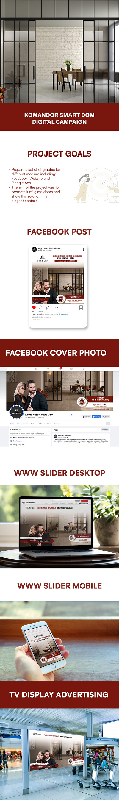 Komandor Promotional campaign for glass doors banner design coverphoto digital advertising digital design elegant layout furniture glass door google ads graphic design luxury luxury design modern typography post product promotion website banner