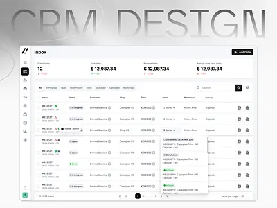 CRM Design for Sales Company business crm dashboard data table ecommerce erp product sales shopify statystics table ui ui kit ui table ux web app web design