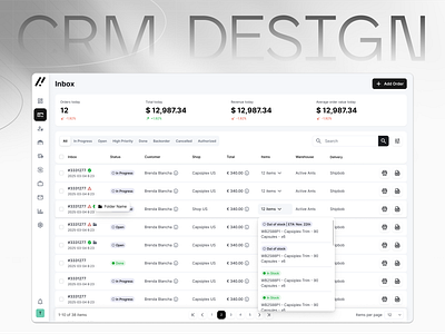CRM Design for Sales Company business crm dashboard data table ecommerce erp product sales shopify statystics table ui ui kit ui table ux web app web design