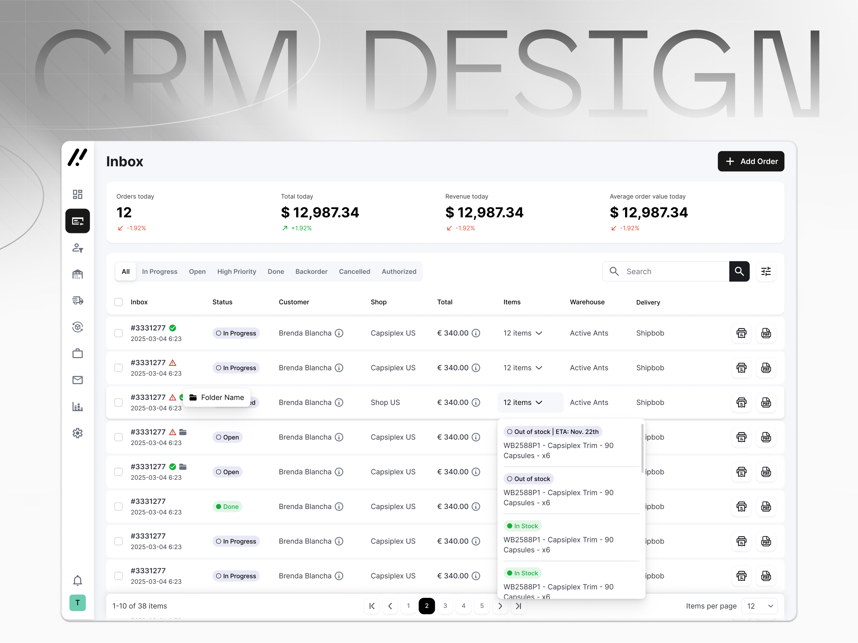 Example of UX/UI For Saas Dashboards & Crm