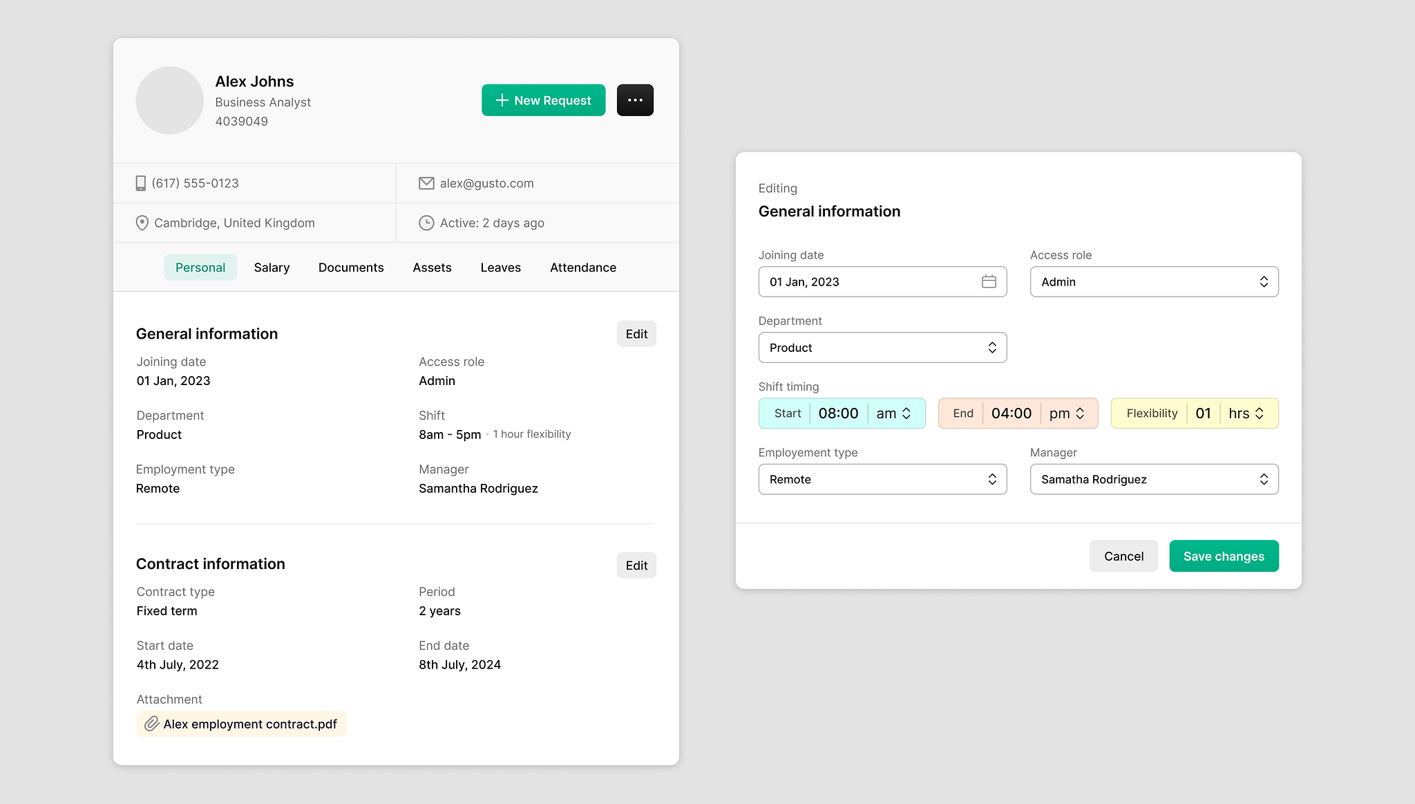 HR management - employee profile by Zulal Ahmad on Dribbble