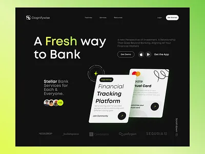 Clognify - Fintech Header Design app branding design fintech app illustration logo ui uidesign ux vector