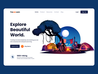 Landing Page - Travel : Tour : Trip adventure booking branding clean creative design home page illustration minimal mockup travel travel agency travel landing trip ui ui design ux vacation website website design