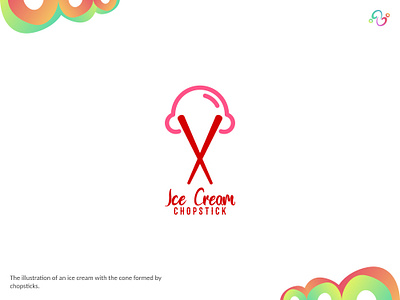 Ice Cream Chopstick Logo asia brand design chopstick cold cuisine food ice ice cream logo design logo designer logo for sale logo idea logo inspiration logomark logotype noodle sweet tableware zzoe iggi