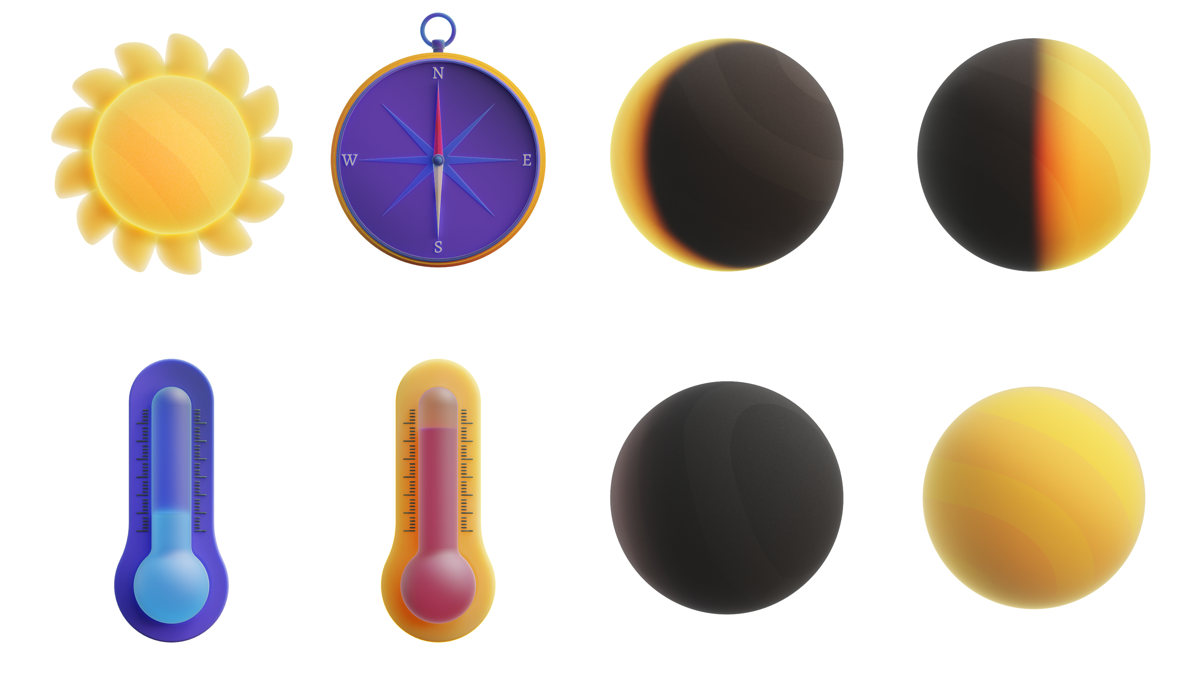 Stylized Weather Icon 3d 3d art blender cartoon climate colorful compass icon illustration infographic moon pack purple render star sun weather