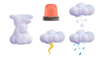 3D Weather Icons 3d 3d art blender cartoon climate cloud cold design emergency illustration infographic pack rain red siren slideshow snow stylized thunder volumetric