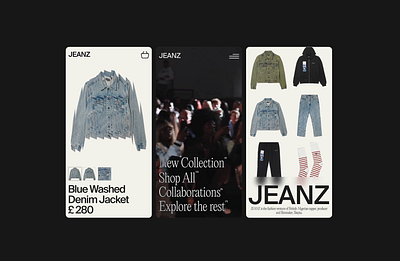 JEANZ — Mobile Shopping experience clothesbrand concept e commerce graphic design jeans jeanz mobile retail shopify