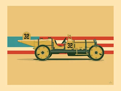 1911 Marmon Wasp illustration indiana indianapolis indianapolis motor speedway indy 500 indycar poster print racing