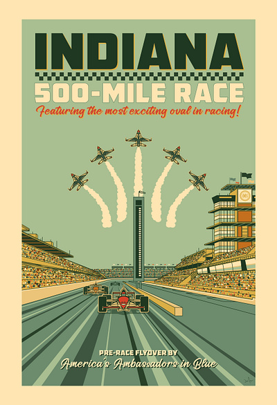 Indy 500 illustration indiana indianapolis motor speedway indy 500 indycar poster print racing retro