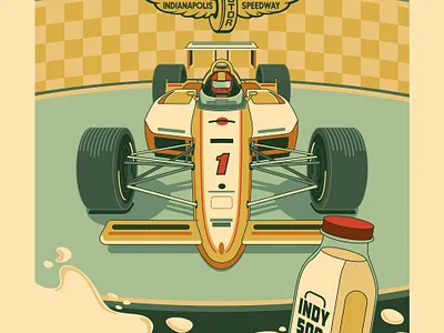 Winners drink milk checkered flag illustration indiana indianapolis indy 500 indycar milk racing winner
