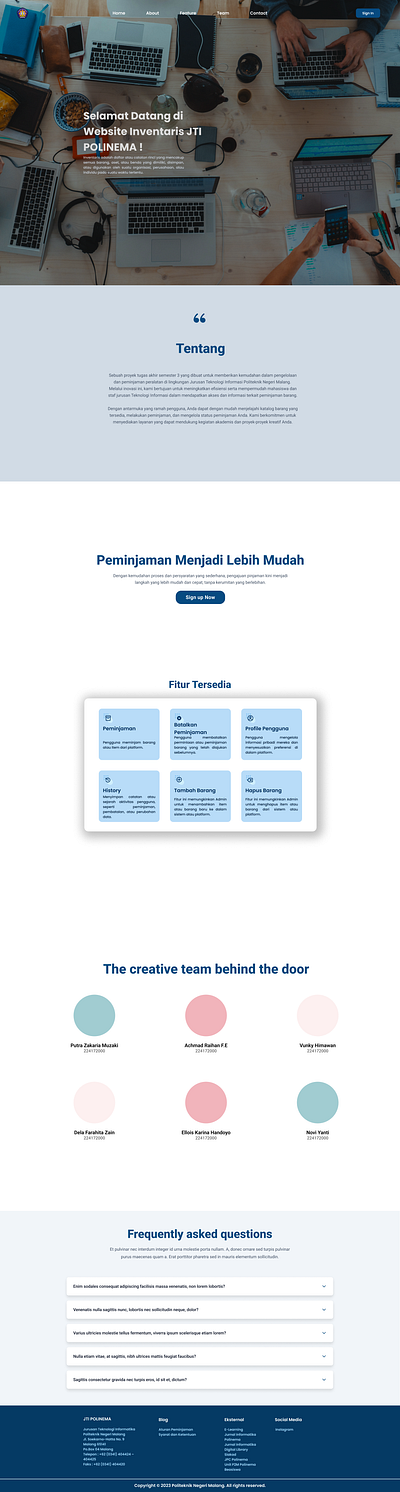 Landing Page for INTI (Website Inventaris Teknik Informatika) ui ux design