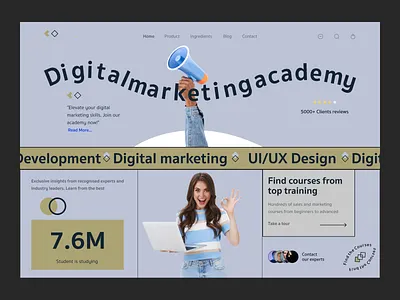 Digital Marketing Academy Website agency agency website branding course creative agency e learning education edutech edutech design edutech web design elearning graphic design home page marketing online course online learning website