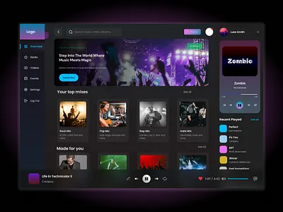 Music Dashboard - Music Player for Desktop app dashboard desktop figma music player uiux user experience user interface