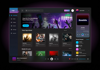 Music Dashboard - Music Player for Desktop app dashboard desktop figma music player uiux user experience user interface