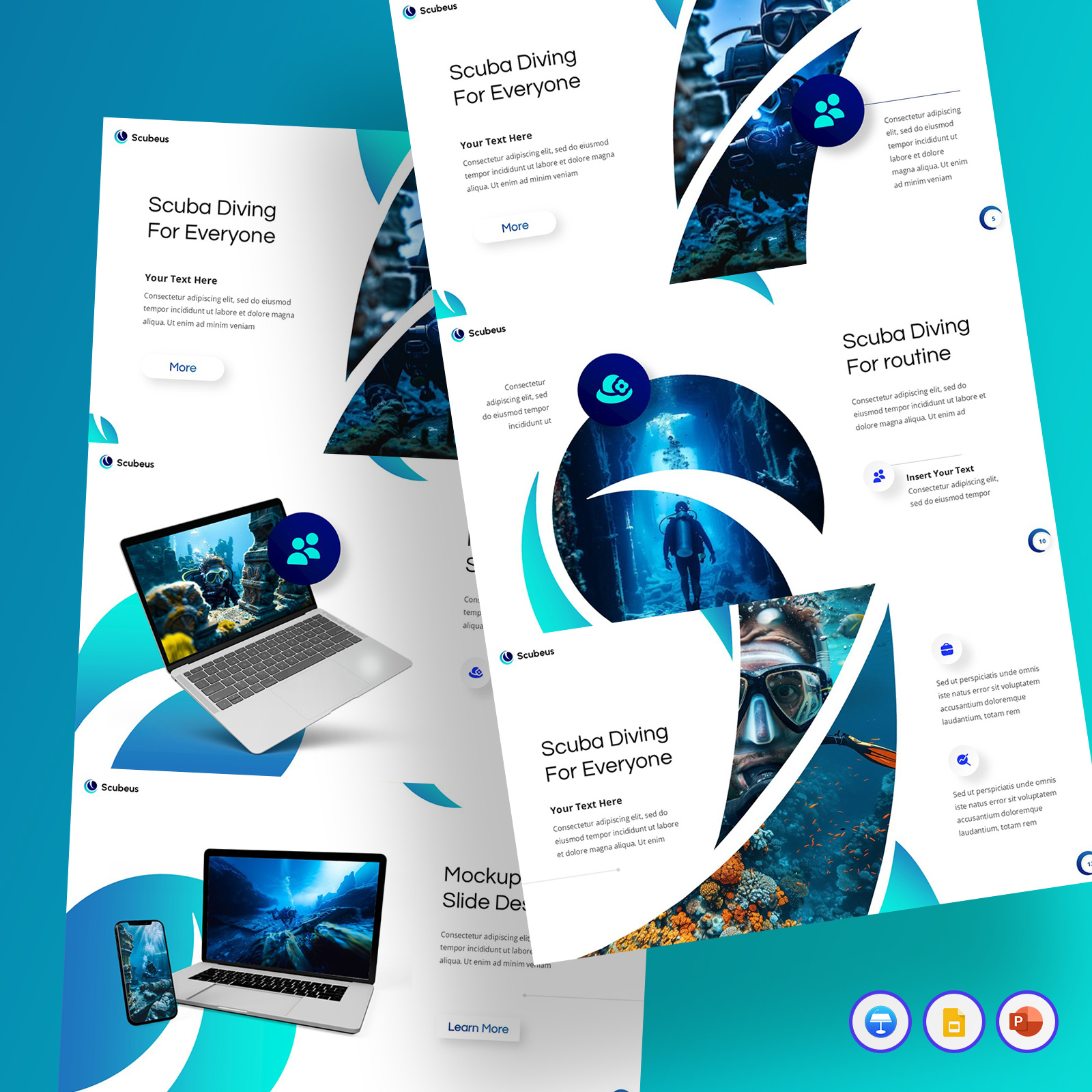 Scuba Diving Presentation adventure branding business design diving graphic design markerting ocean powerpoint presentation scuba slides template tourism travel ui