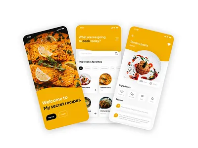 My secret recipes application figma graphic design ui uxui