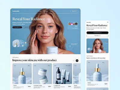 Lunaraskin Skincare Website figma ui uiux user interface userinterface ux