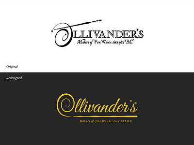 Ollivander's Wand shop - Logo Redesign adobe illustrator brand identity branding graphic design harry potter illustration logo design logo redesign magic olivanders redesign ui vector wand wordmark