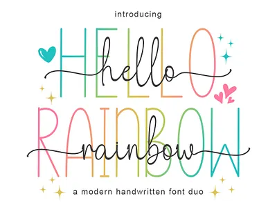 Hello Rainbow Duo calligraphy font classy font display font elegant font fashion font feminine font font duo handwriting font invitation font lettered font letterhead font ligature font luxury font product font scratchones script font signature font