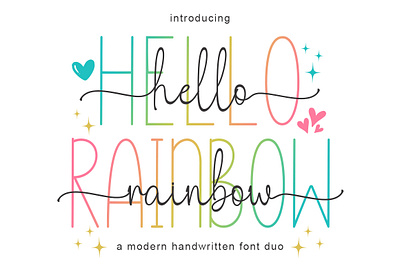 Hello Rainbow Duo calligraphy font classy font display font elegant font fashion font feminine font font duo handwriting font invitation font lettered font letterhead font ligature font luxury font product font scratchones script font signature font