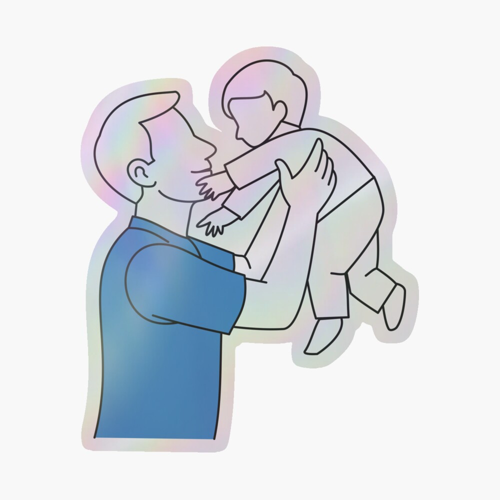 Dad Holding Son Flying – Minimal Line Art with Blue Shirt best dad blue cute dad daddy digital art drawing father funny gifts for dad happy fathers day hug husband line art minimalist papa simple son special trending