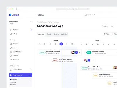 Jirolupat - Task Management Dashboard clean dashboard dashboard design management product design roadmap task task management ui dashboard website