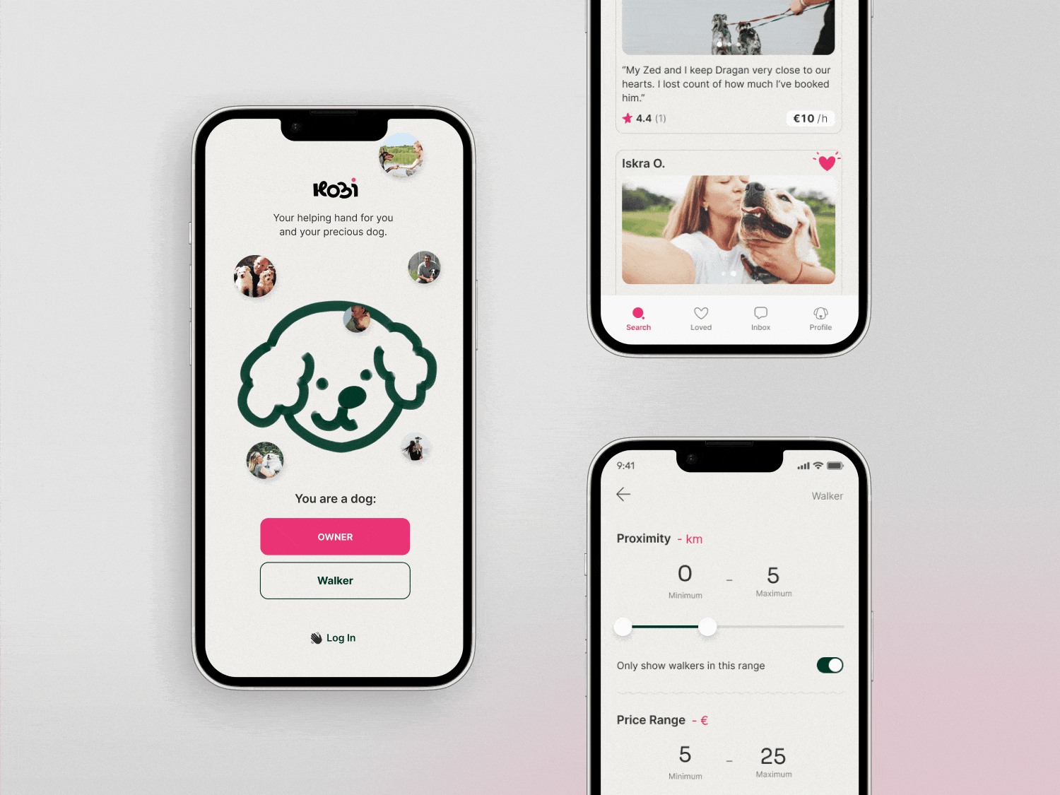 Kobi: Dog-walking app app branding dog dog walking app kobi prototype ui user research ux