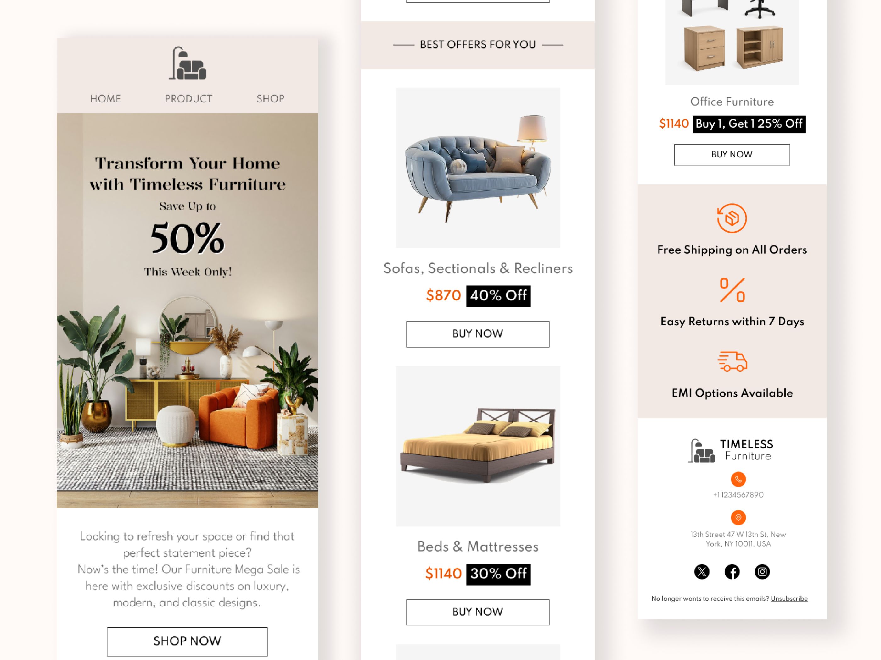 Furniture - Email Template Design branding design email campaign email template emaildesign illustration klaviyo marketing webdesign