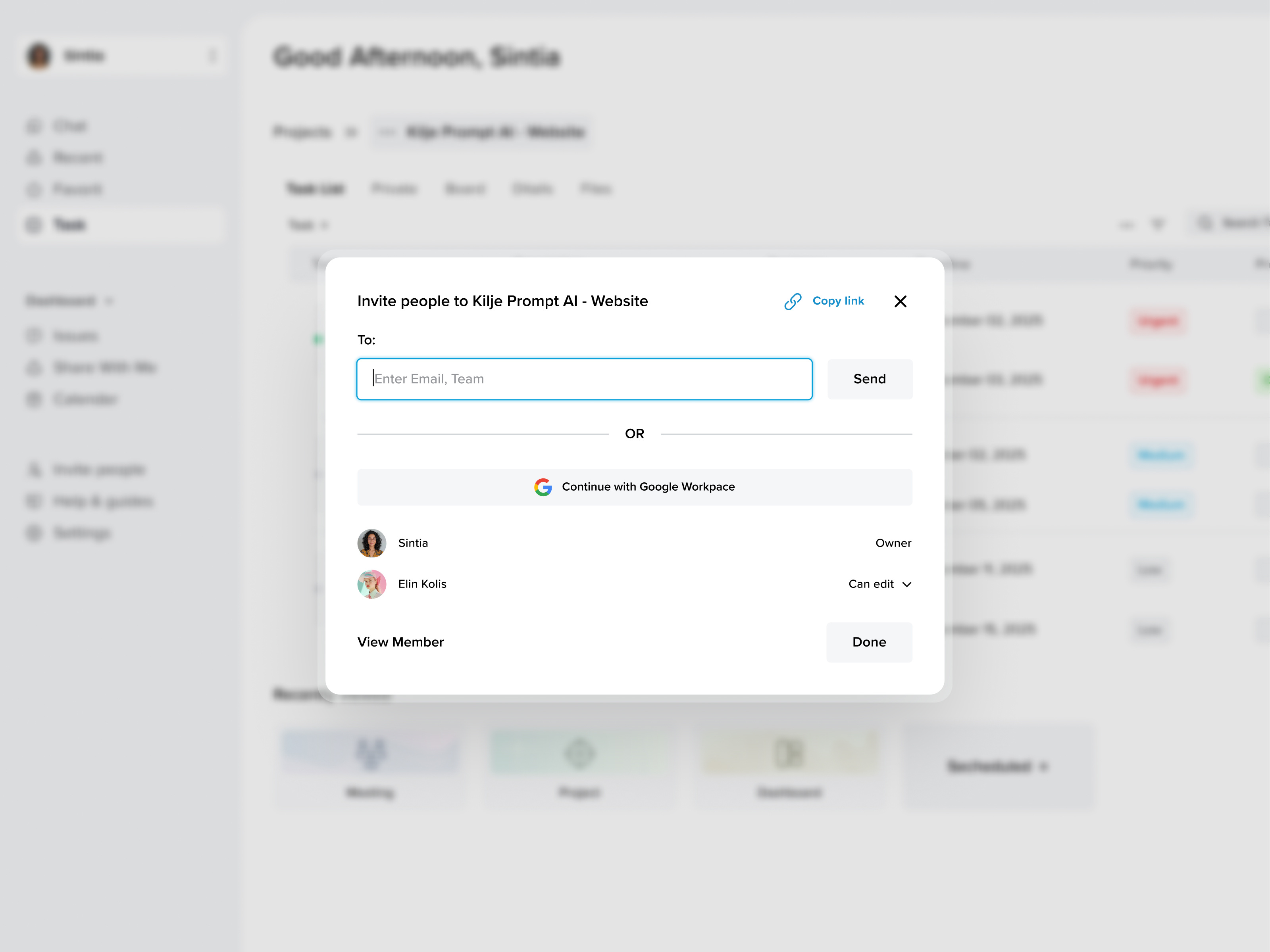 Invite People - Dashboard Management collaboration design digital product edit access invitation invite invite modal landing page management modal product product design saas share share project ui ux website