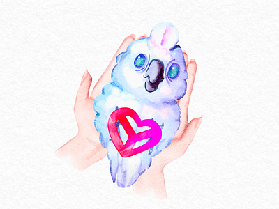 Fluffy hand drawn illustration valentines day watercolor