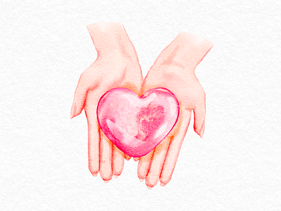 Rosequartz Gift handdrawn valentines day watercolor