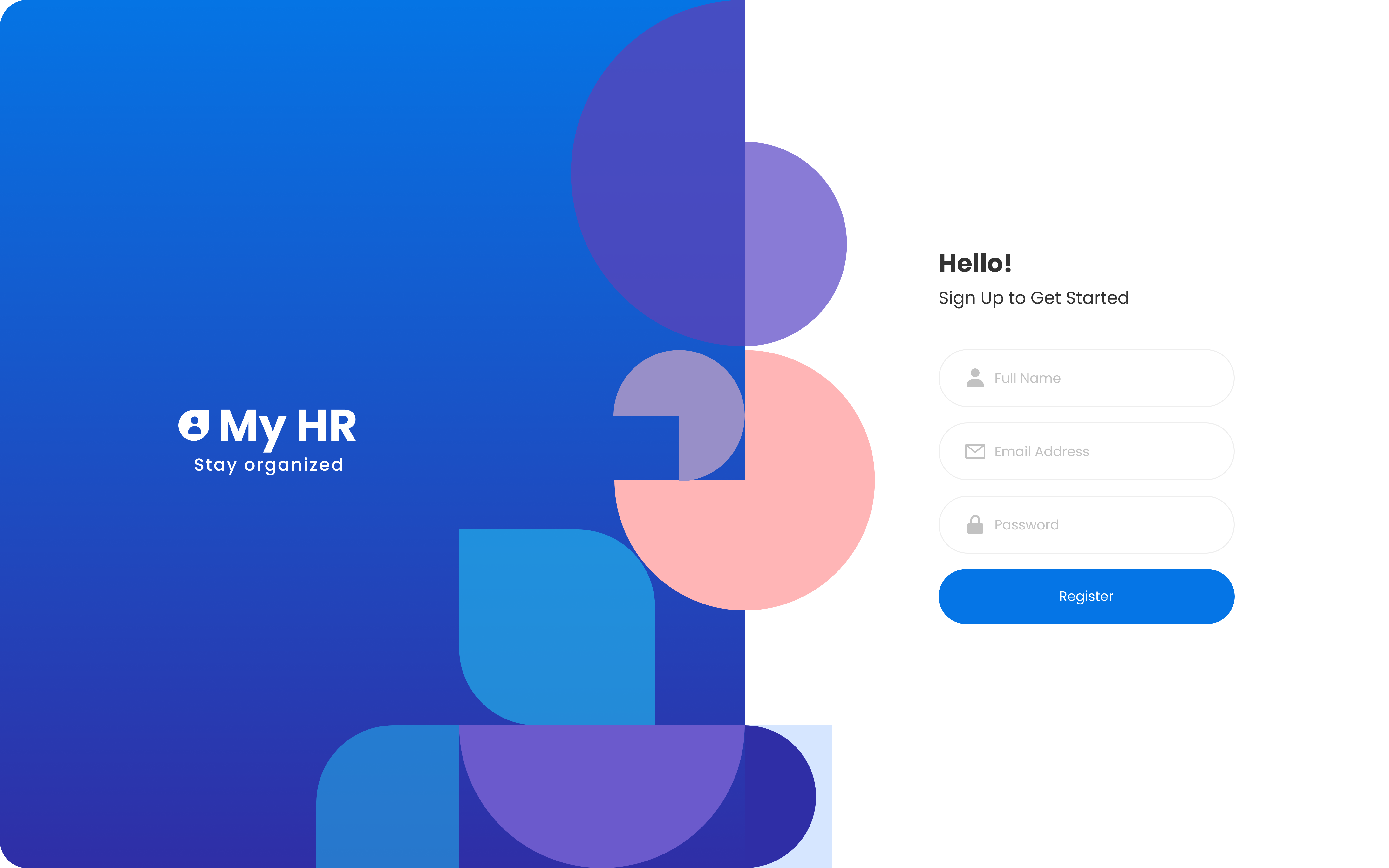 My HR - Register Page for HRMS Dashboard design figma login login page sign in page sign up page ui uiux