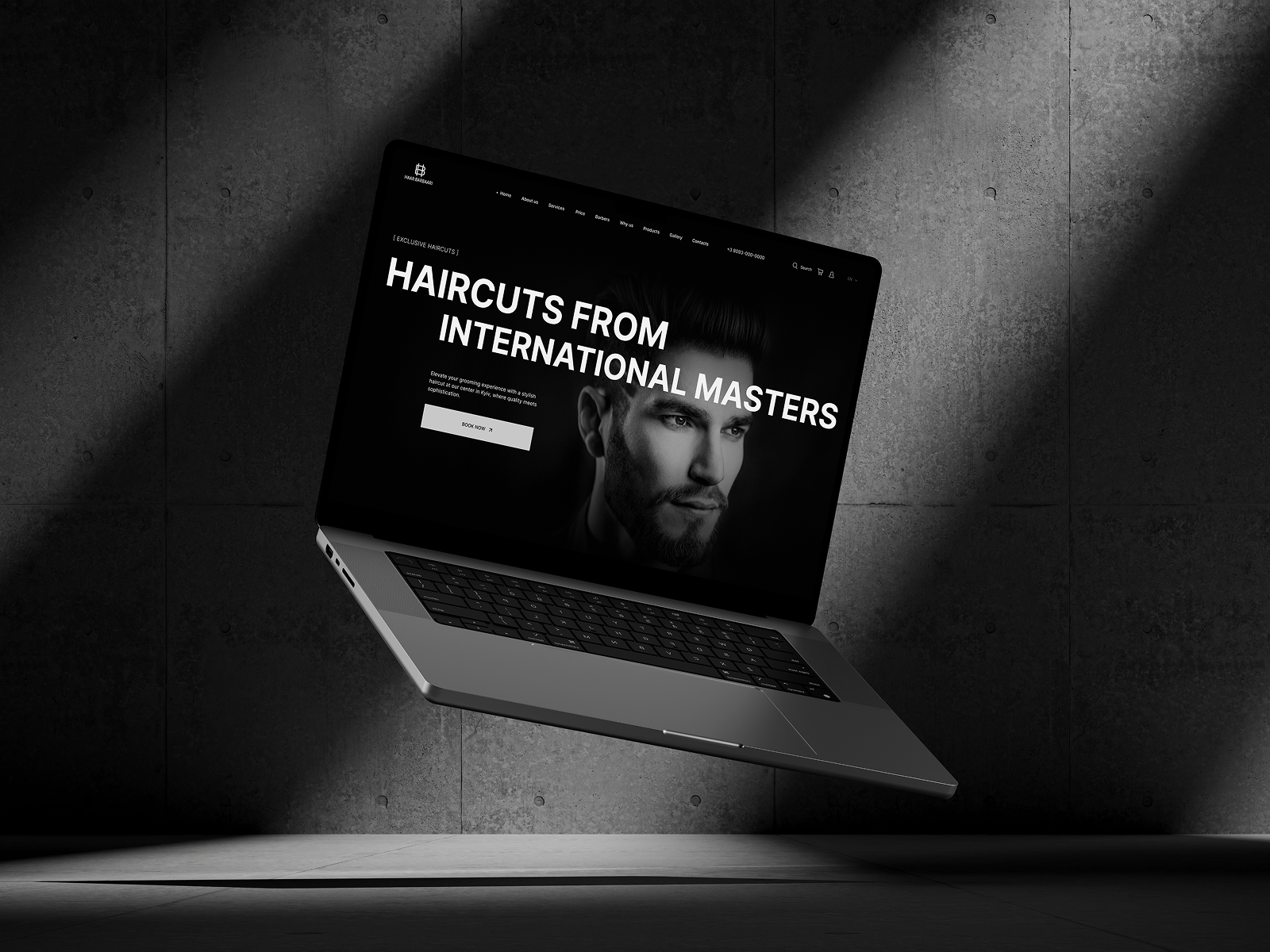 Barbershop Hero UI — Desktop & Mobile barbershop branding darkui ecommercedesign figma herosection landingpage minimalism moderndesign premium responsivedesign ui ux uxui webdesign