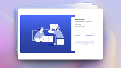 Login Page Design (OTP + Password) blue button design desktop figma idea login minimal mobile otp panel password pick and pack register reset password signup ui ux webdesign